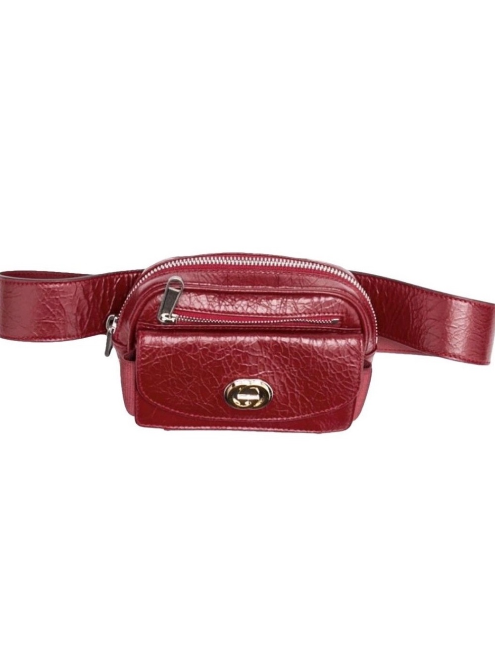 Gucci Morpheus Red Crackle Leather mini belt bag